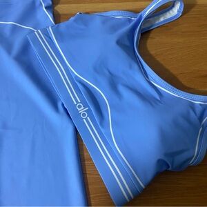 ALO Yoga Sky Blue Bra and Leggings Set